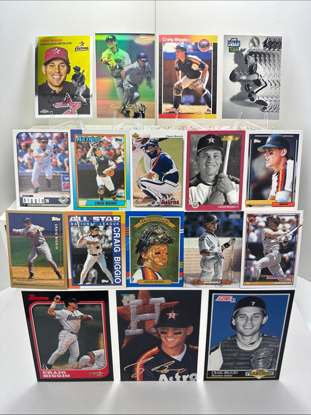 Craig Biggio Rookie card in Astros vintage lot of 17